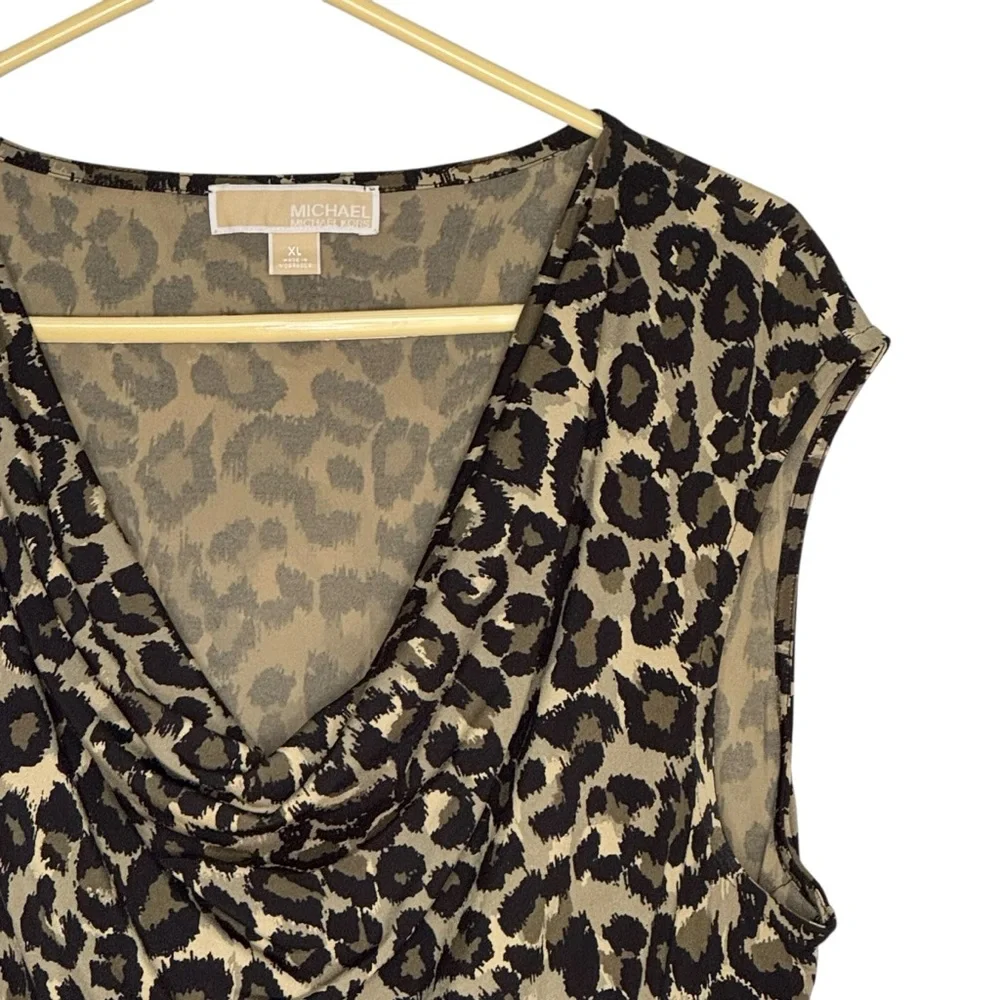 Michael Michael Kors XL Animal Print Polyester/Span Sleeveless Draped Neck Top